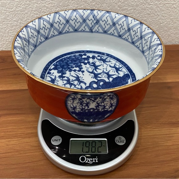 Vintage Shibata Toki Japan Hand Painted Porcelain Vibrant Orange & Blue 8” Bowl - Picture 8 of 14